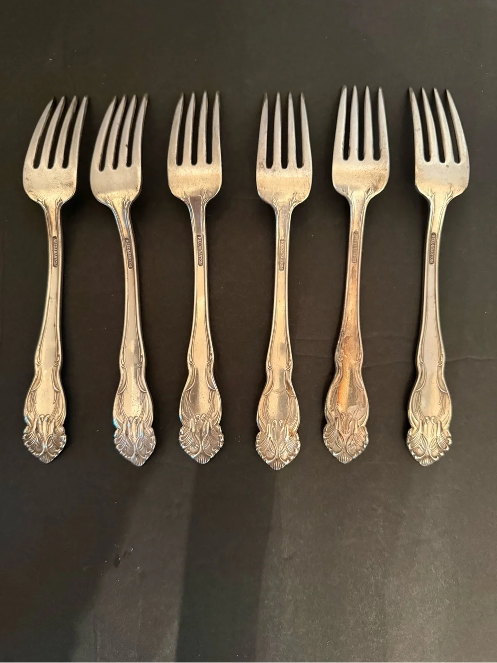 Reed & Barton Silver-Plated Ornate Dessert Forks - Set of 6